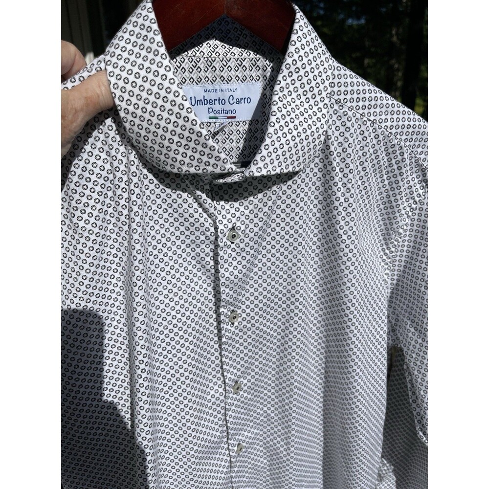 Umberto Carro Positano Geometric Dress Shirt Made in Italy Button Up Men 16.5 42